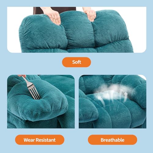 Sillón reclinable manual azul con estructura de acero miniatura 7