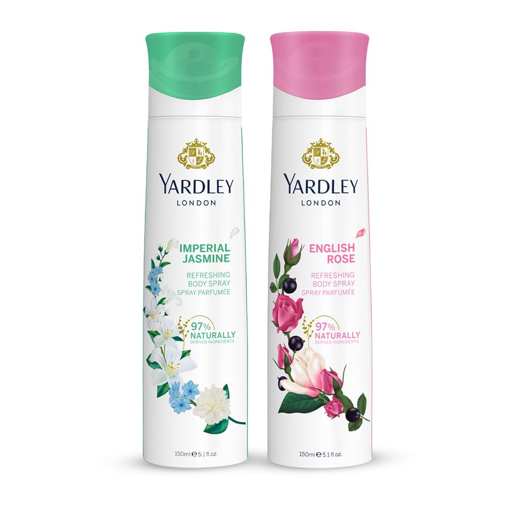 London Body Spray Twin Pack - 150 ml, English Rose + Imperial Jasmine