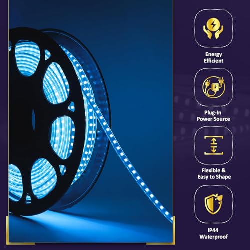 Image of Lexton Decorative 20 Meter Long 2400 LED Rope Light | Plug Sourced | Waterproof & Flexible LED Strip | Suitable for Home Decor, Outdoor Decoration, Diwali, Birthday, Christmas (Pack of 1, Ice Blue)
