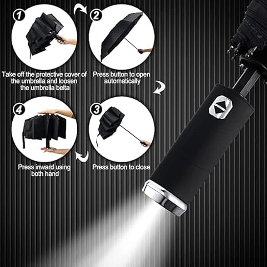 Image of Umbrella, Mini Folding Windproof & Compact UV Umbrella for Sun Protection Rain Windproof Strong Large 3 Fold for Women Handbags,3 Fold for Men Women, Stylish & Compact