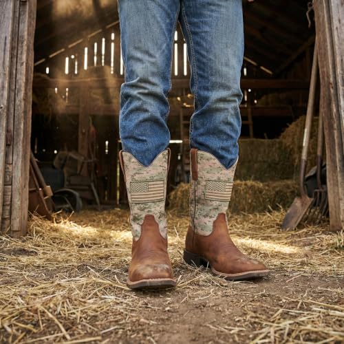 Image of SUREWAY Men's Cowboy Boots, Square Toe Pull On Soft Toe Western Boot | 10 Inch Classic men's wellington work boots,slip resistant outsole,durable,pull-on design for daily and western casual wear