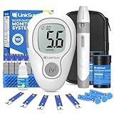LinkSun 425-3 Blutzuckermessgerät-Set, 100 Teststreifen, 100 Lanzetten, 1 Blutzuckermessgerät, 1 Stechhilfe, 1 Glucose-Kontrolllösung, Glucometer für den Heimgebrauch, mmol/L & mg/dL