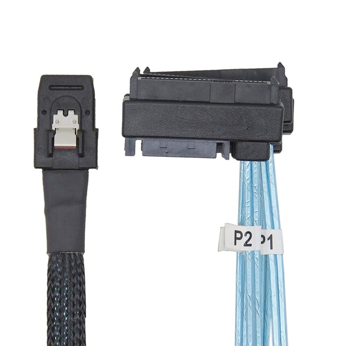Cablecc Mini SAS SFF-8087 host interno de 36 pines a 4 SFF-8482 Target SAS disco duro y cable de alimentación SATA, 50 cm