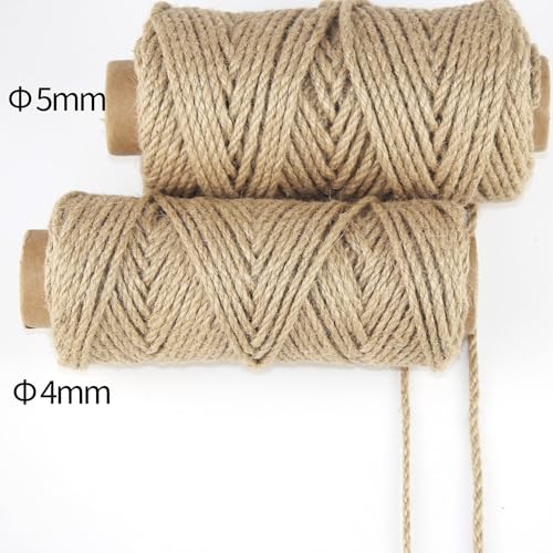 Natürliche Juteschnur 5 mm, 50 m Hanfseil Juteseil Jutekordel für Bastelarbeiten Pflanzen, Garten, Handgefertigte Kunstwerke, Dekoration, Verpackung und Heimdekoration Jute Schnur for DIY (5 mm)