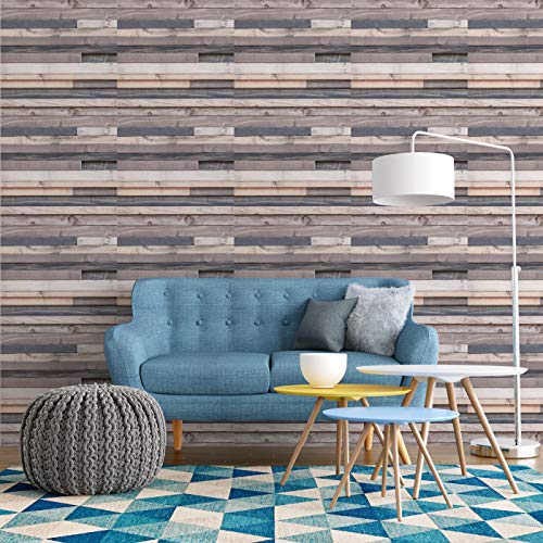Image of DWELLSINDIA 3D Natural Wood Self Adhesive Peel and Stick PVC Wallpaper Waterproof, Scratch Resistant, Laminated (41CM X 244CM, Natural, Multicolor)