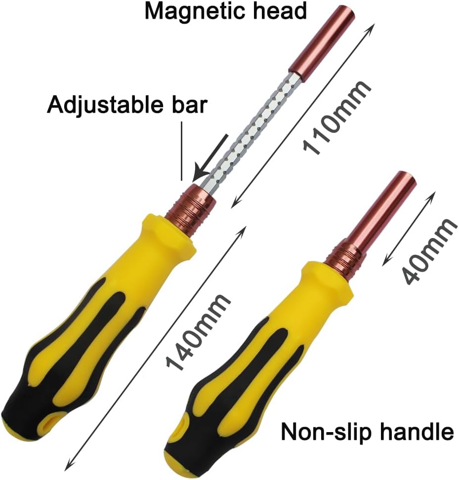 48-in-1 Screwdriver Bit Set - Magnetic Precision Bits for Electronics, Furniture & Auto Repair, CR-V Steel with Portable Case (1/4" Hex Shank with Non-slip Handle)
