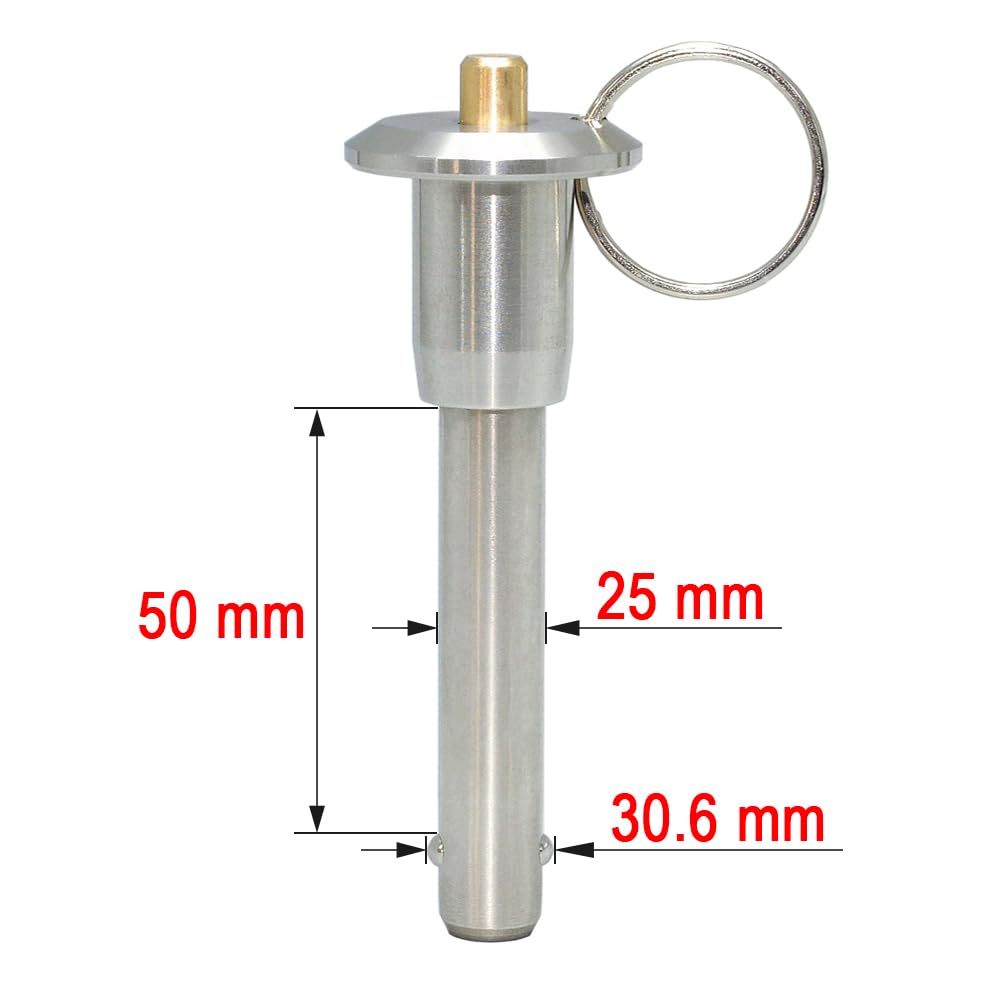 AUZHU- PLB- Metric- Marine Grade Stainless Steel Ball Lock pins Quick Release pin with Button Locating pins Spring pins Indexing pins Positioning pins Safety pins Dowels Size: M25 mm - L50 mm
