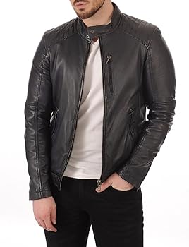 New Mens Leather Jacket Slim Fit Biker Motorcycle Genuine Leather