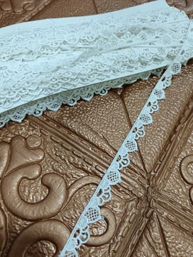 Image of White Floral Embroidered Lace Border for Sewing Craft Decoration Dress Saree Blouse Dupatta Kurti Curtain and DIY Art Work (RM-LACE48-1)