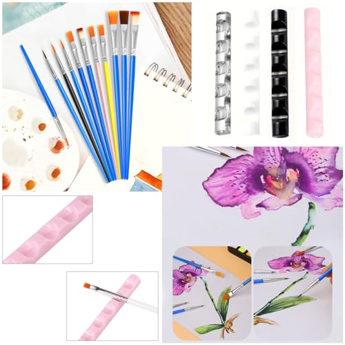 Image of 4 Pack Paint Brush Holder Rest Mini Acrylic Portable Stand Storage Rack for Paint Brushes Set Oil Painting Watercolor Paintbrushes Makeup Nail Art Pen Pencil Miniature Detailing Drawing