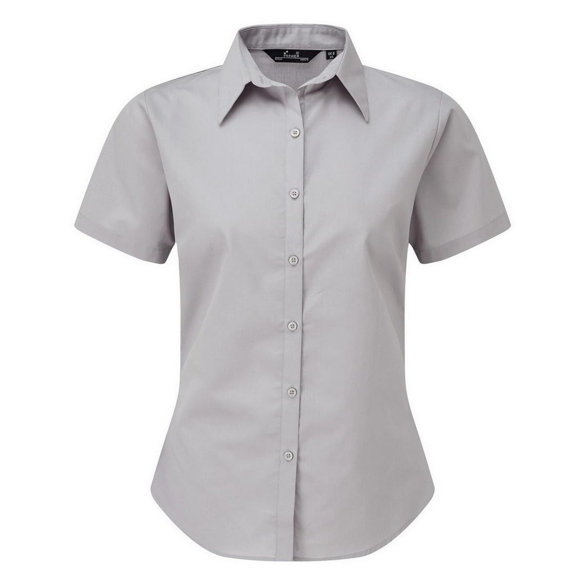 Premier Short Sleeve Poplin Blouse/Plain Work Shirt (6) (Silver)