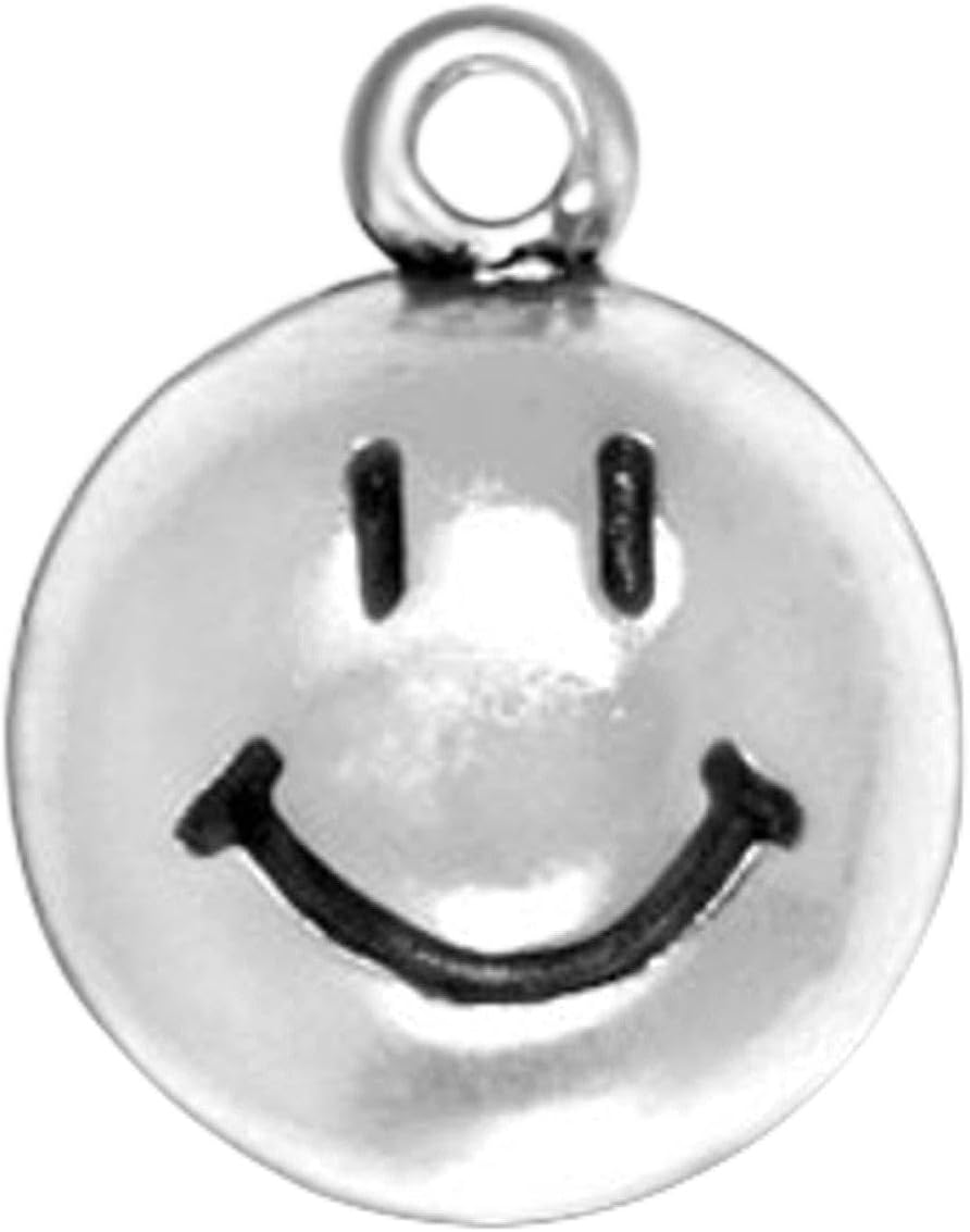 Sterling Silver Convex Happy Face Smiley Smiling Face Charm