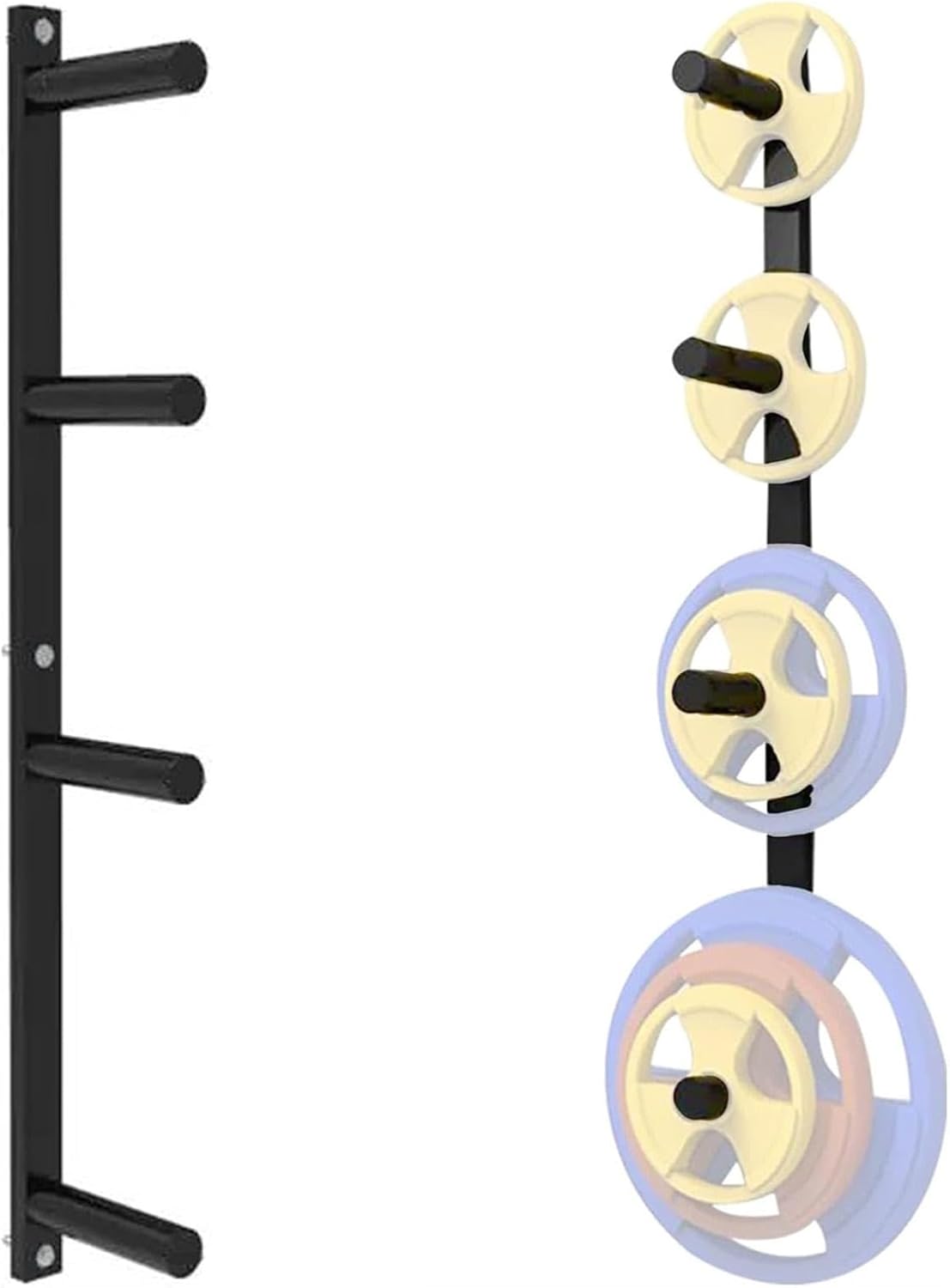 Wall Mounted Fitness Weight Plate Storage Rack, Space-Saving Bumper Plate Holder for Organized Home Gym Equipment