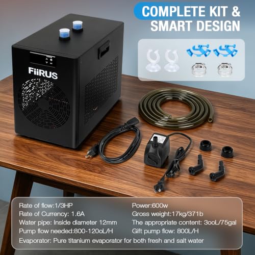 Image of 1 /3 HP Aquarium Chiller for Up to 79 Gallons