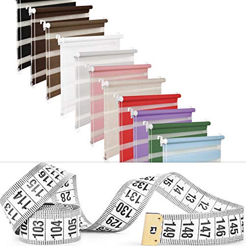 MASSANFERTIGUNG DOPPELROLLO FENSTERROLLO SICHTSCHUTZROLLO BIS 200 cm BREITE UND 200 cm LÄNGE Weiss LILA GRAU ROT SCHWARZ BRAUN GRAU