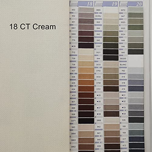 Image of KCS 3 pc of 12 inch x 18 inch 18CT Counted Cotton Aida Cloth Cross Stitch Fabric (White+Antique White+Cream)