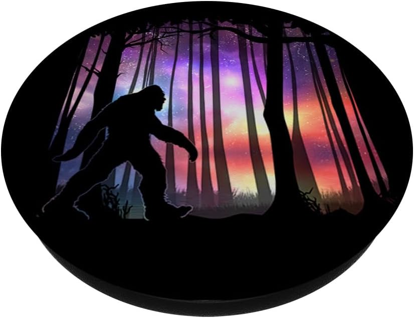 Bigfoot Northern Lights Sasquatch Galaxy Space Lover PopSockets Adhesive PopGrip - Image 2