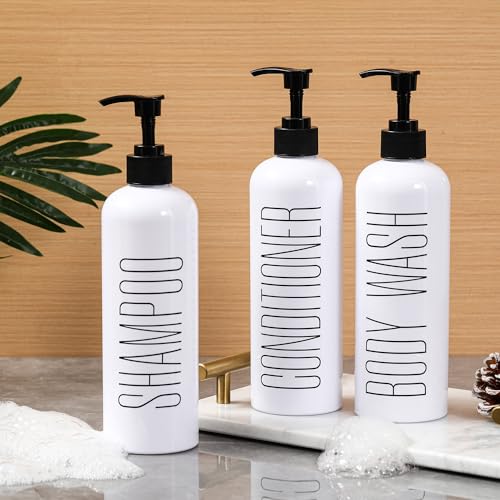 HOMCDALY-Shampoo-and-Conditioner-Dispenser-16oz-3-Pack-Refillable-Shampoo-and-Conditioner-Bottles-Empty-Shampoo-Bottles-Shampoo-Conditioner-Body-Wash-Dispenser-Bathroom-Shampoo-Dispenser-Setwhite