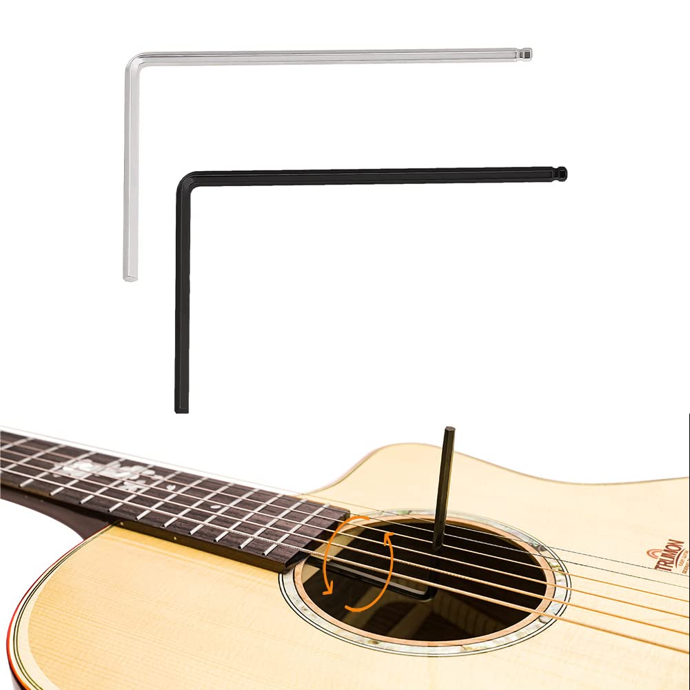 Guitar Key Guitar Allen Key Guitar Truss Rod Ball Head Tool Compatible with Martin Acoustic Guitar 4 mm Silver & 5 mm Black Guitar Truss Rod Pack of 2