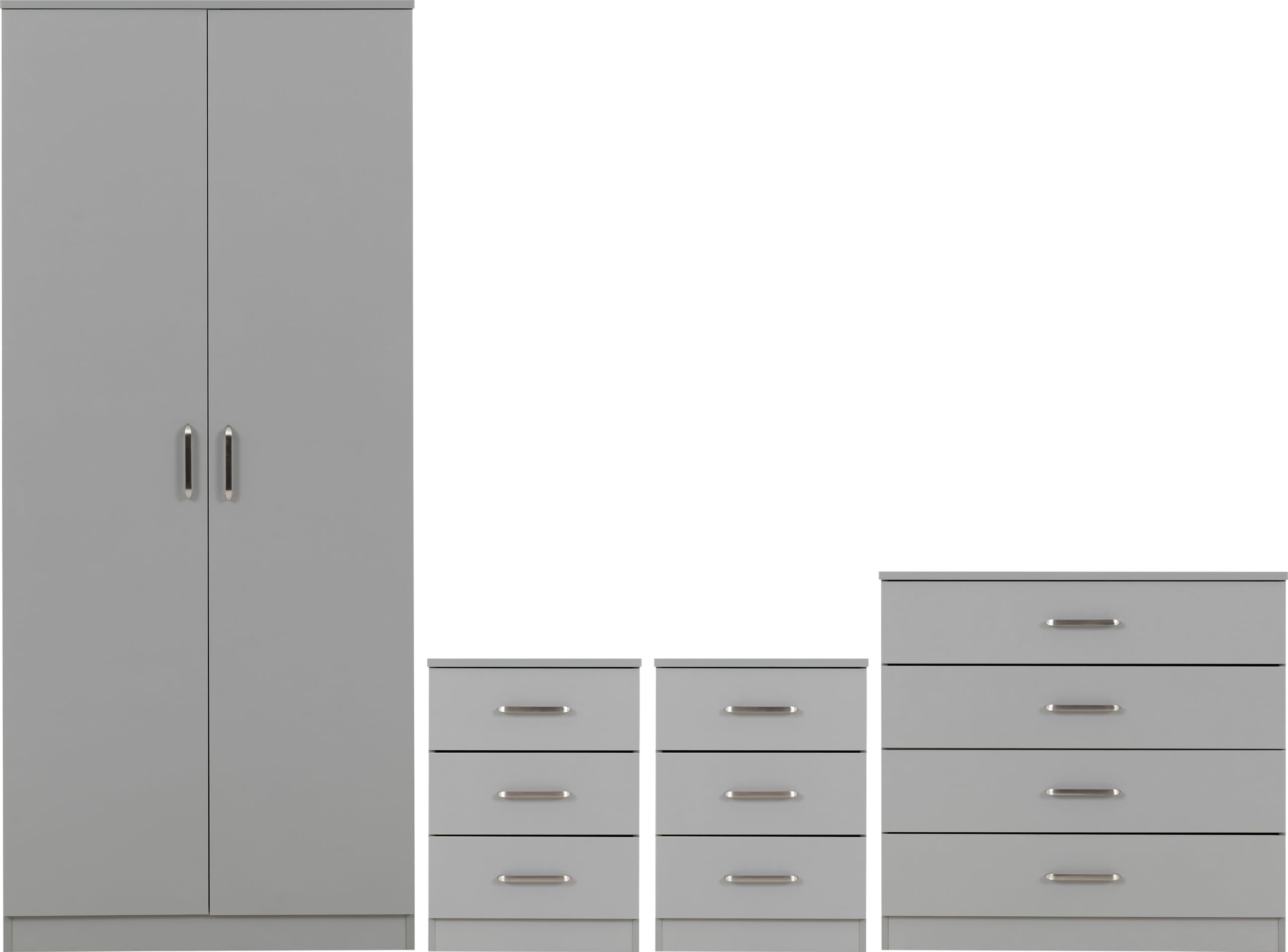Seconique Dakota 2 Door Wardrobe - Bedroom Furniture Set - Light Grey