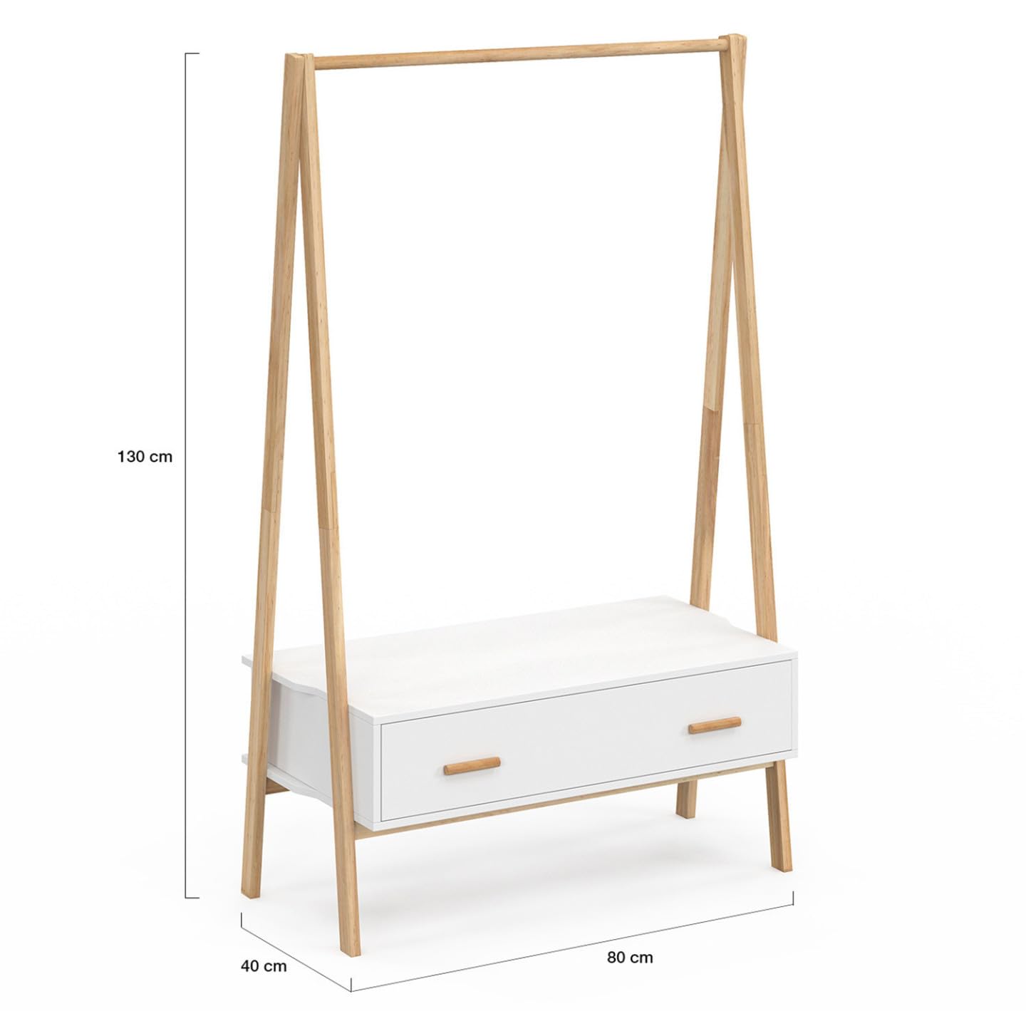 IDMarket - Portapacchi per bambini LEON 130 cm con 1 porta bianca e legno