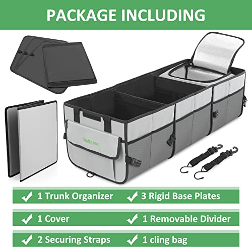 Simniam Car Trunk Organizer With Insulated Grocery Bag- 92L High Capacity Car Storage Box, With 4 Compartments, Reflective Strip, Cover, For Auto, Suv, Truck, Minivan #TOP6