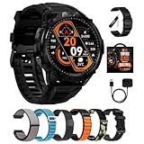 CARBINOX Blaze Smart Watch Ultimate Pack with GPS, Rugged Fitness Tracker Waterproof IP69K, Compatible with Android and iOS, 170+ Sports Modes, Make/Receive Calls (Round)