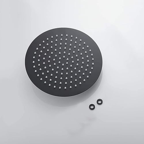 Miniatura 5 de Sensun Cabezal de ducha redondo de 6 pulgadas, ultra fino, cabezal de ducha fijo, color negro, acero inoxidable 304
