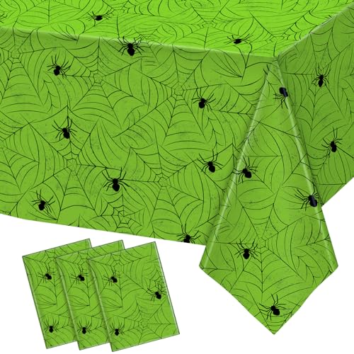TREWAVE 3 Pack Halloween Spiderweb Tablecloth Rectangular Plastic Spider Web Table Cloth Large Size Table Covers for Home Decor Halloween Party Decorations 54