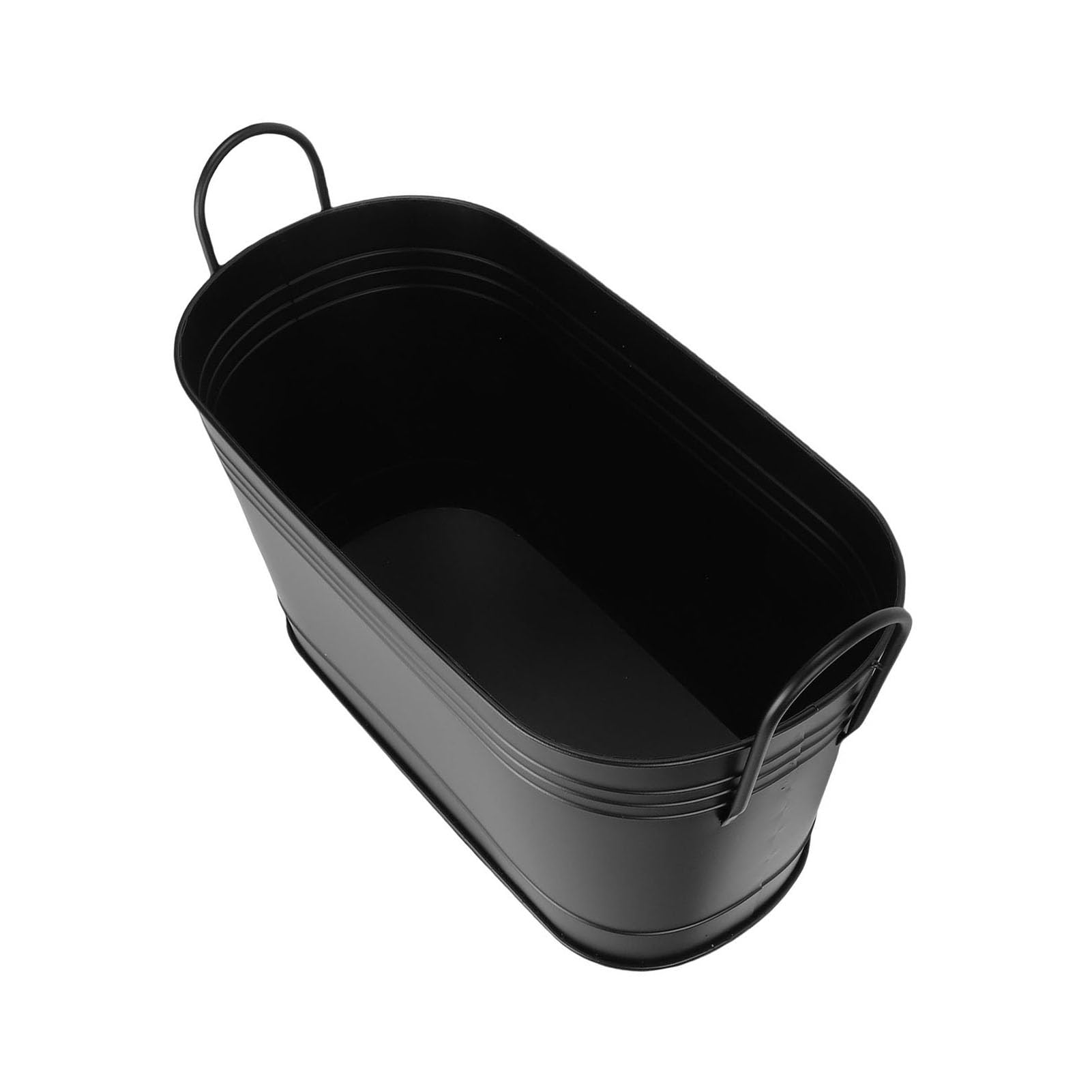 Cocoarm Soporte para Leña, Cubo para Leña de Hierro, 21,9 X 14,0 X 10,4 Pulgadas, Contenedor de Almacenamiento de Metal Ovalado con Asas para Chimenea Interior, Hoguera para Exteriores, Plantación