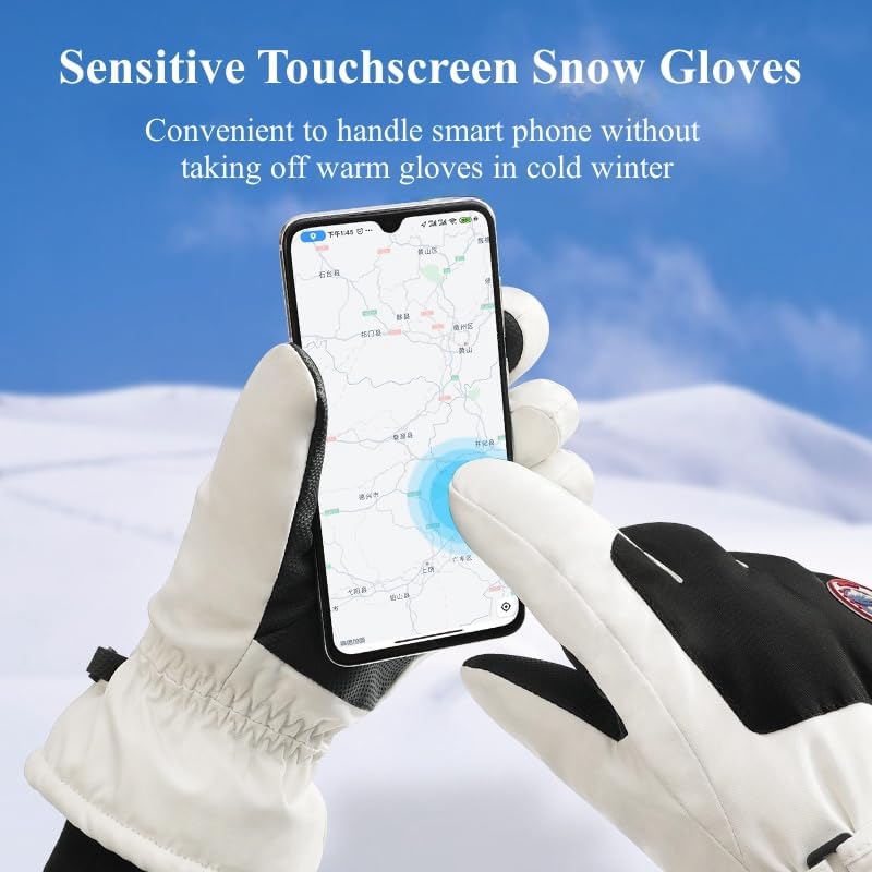 Winter Ski Snow Gloves for Men, Women, Youth | Touchscreen & Waterproof Cold Weather Hand Warming Gloves Winter Work Gloves - Image 4