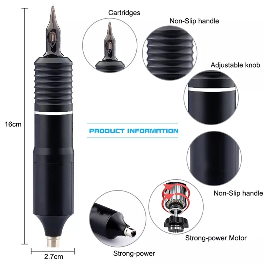 Rotary Tattoo Machine Set Power Supply with Cartridges Needle Permanent Makeup for Body Art