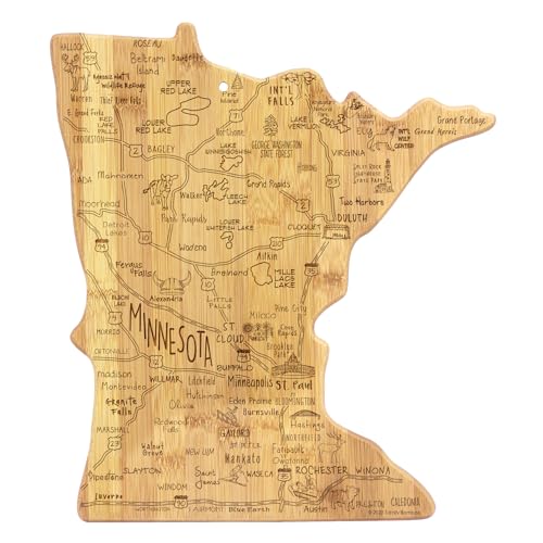 Tabla de cortar con forma del estado Minnesota en bambú miniatura 1