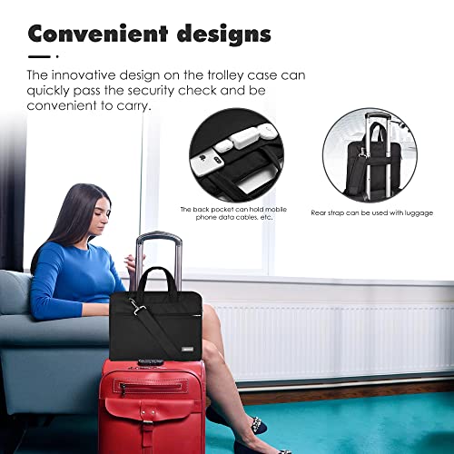 Qishare 10 11" 11.6" 11.6-Inch 12 Inch Black Multi-Functional Business Briefcase/Messenger Case With Handle And Carrying Strap For Macbook Air 11'', Hp Stream 11(Black, 11.6-12'') #TOP5