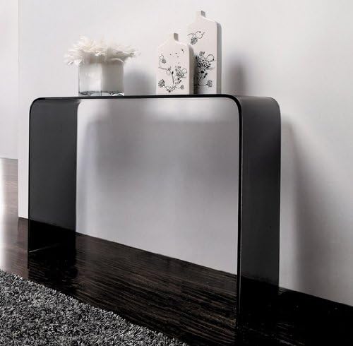 interiorsonline Smoked Glass Console Table Rounded Corners