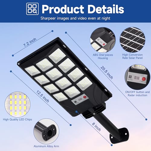 NXOLED Solar Street Lights Outdoor Waterproof, 4 Pack Outdoor Solar Lights for Yard Dusk to Dawn with Remote Control, Solar Motion Lights Outdoor, Solar Flood Lights Outdoor — view 6