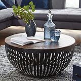 LIEFERUMFANG UND MONTAGE ✔ Ein runder Kaffeetisch Massivholz / Metall ohne Dekoration // Der Rundtisch wird komplett montiert zu Ihnen geschickt.