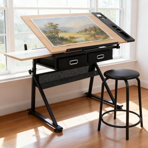 image for ZENY Drafting Table Art Desk Drawing Table Height Adjustable Artist Ta