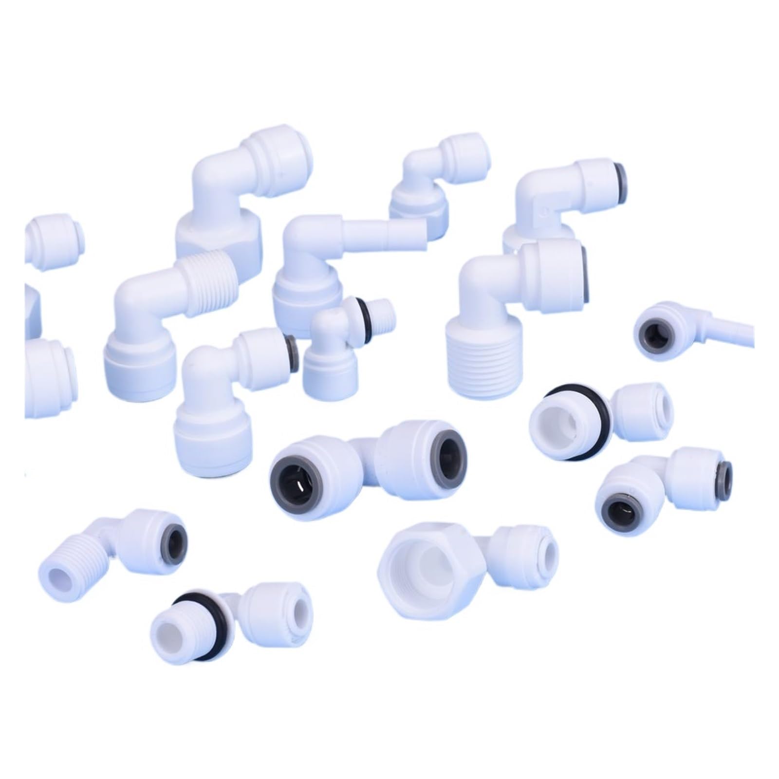 Codo de ángulo recto for agua RO, manguera de 3/8 ", conector de hilo femenino macho de 1/2", filtro, piezas de ósmosis inversa(JSQMK026,50 pcs)