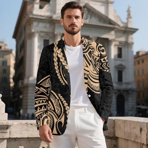 Polynesian Mens Casual Sport Coat Blazer Lightweight One Button Suit Jackets2