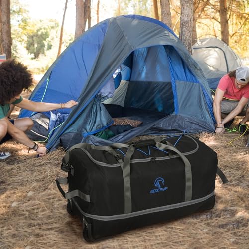 REDCAMP 110-140L Sac de Voyage à roulettes Extensible | Transport Main/Épaule/Traîné | sans Tige Télescopique - Pliable et Compact | Grand Sac Duffle pour Sport, Camping, Randonnée, Voyage - Noir – vue 9