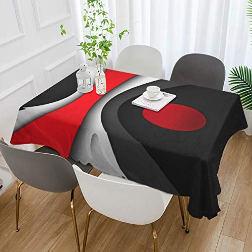 Granbey Christmas Modern Abstract Red Stripes Gray Black White Bold Grey Tablecloth Fashion Anti-Wrinkle Heat Resistant And Wear-Resistant Polyester Table Cloth Colored Oil-Proof Table Cover #TOP4