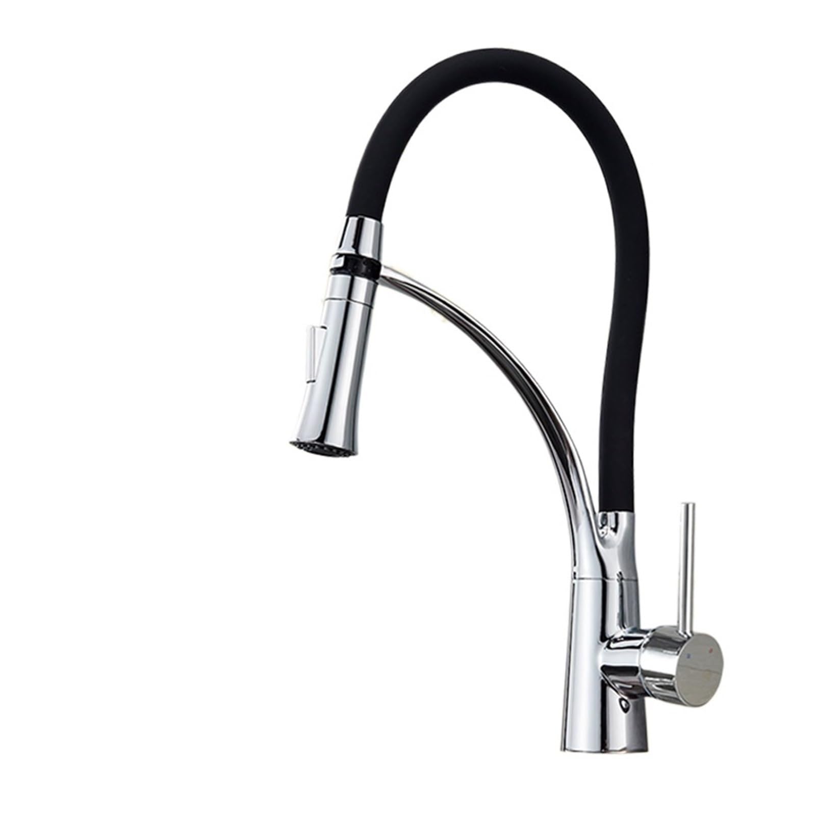 Zqfhsx Chrome No Led Deck Mount Black Hose Chrome Kitchen Faucet Single Handle Stream Sprayer Mixer Hot & Cold Pull Down Crane(Chrome Led Light A)