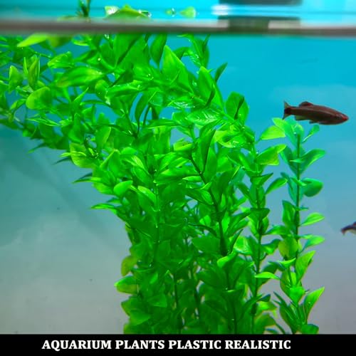 Image of Aquarium Plants 24in, Extra Tall Fish Tank Plants for Large Tanks, Plastic Fish Tank Plant 2 Pack, Fake Aquarium Plant, Tall Decorations for Freshwater Aquariums(Green(Style A))