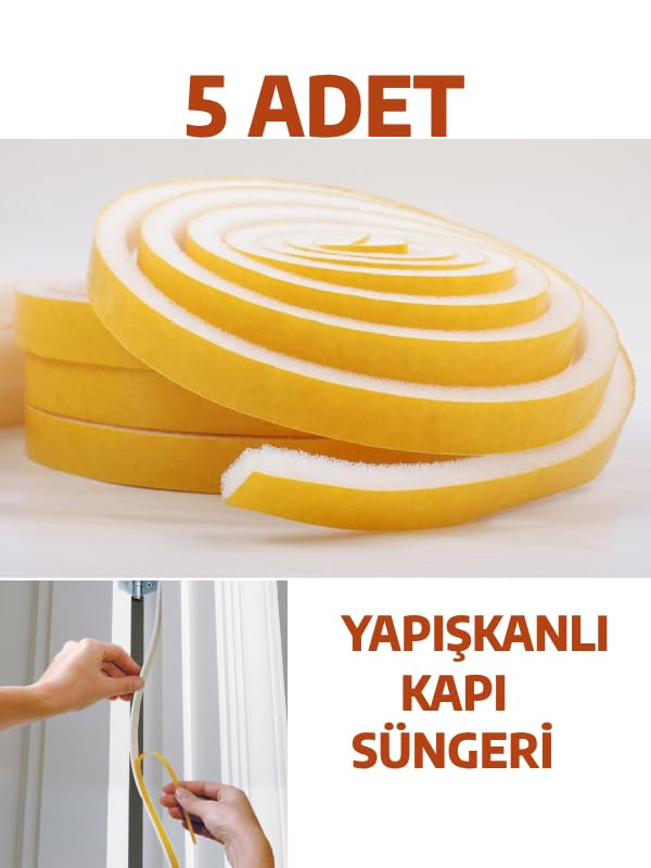Nistabolje 5 Adet Yapışkanlı Kapı Bandı Isı Yalıtım Süngeri