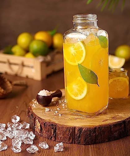 Image of Glass Water Bottle 1000ML Transparent Square Bottle with Air Tight Lid French Glass Jar for Fridge Kitchen Ideal for Storing Water, Milk, Juice, Smoothie