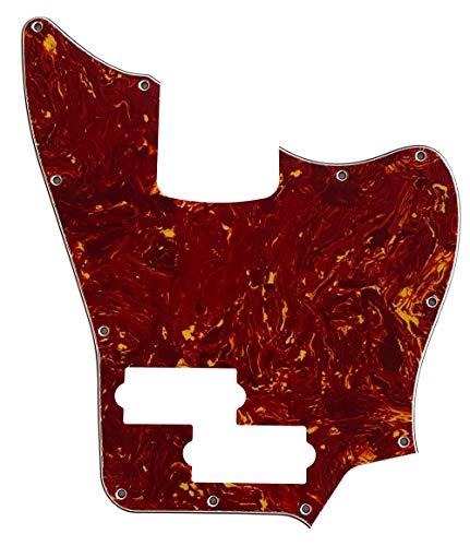 ギターピックガード Fits Squier VM Vintage Modified Jaguar Bass Style 4層構造 ギター保護 保護フィルム付き (4プライレッドトータス)