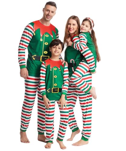 Family Matching Pajamas Sets Merry Christmas ELF Print Xmas Holiday Sleepwear Outfits Pjs