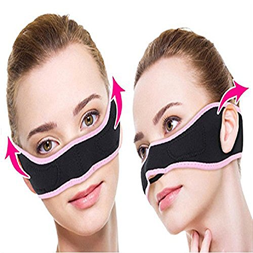 KOLIGHT Anti Wrinkle Half Face Slimming Cheek Mask Lift V Face Line Slim up Belt Strap (Black-half face)