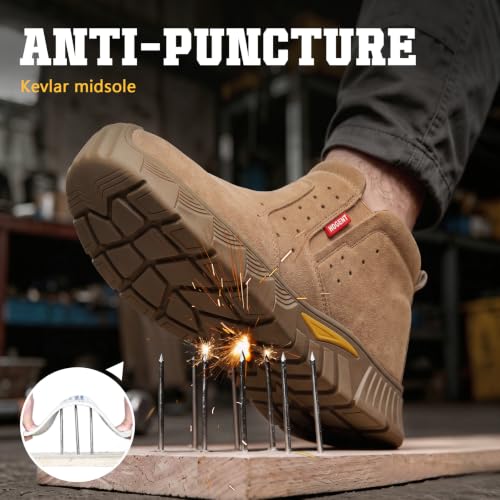 Image of Hogent Steel Toe Work Boots for Men, Slip On Welding Safety Boots